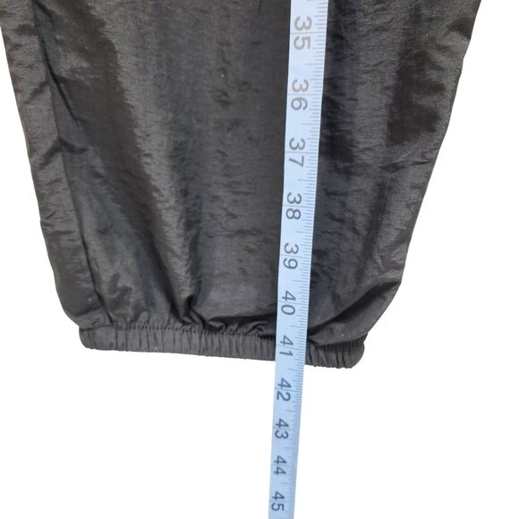 Black Nylon Mens Drawstring Elastic Waist Pants With Pockets & Adjustable Hem - Picture 5 of 9